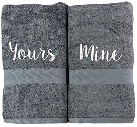 aztex Personalised Wedding Anniversary Bath Towel Set of 2, Second, Grey