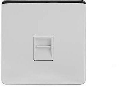 Soho Lighting Polished Chrome 1 Gang Telephone Master Socket, BT White Insert Screwless