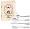 Maverton Kinderbesteck Set mit Gravur + Holzbox mit Aufdruck - aus Edelstahl - mit Tieraufdruck - 4-teilig - personalisierbar - Braun - Geschenk Geburtstag, Taufe, Geburt - erste Weihnachten