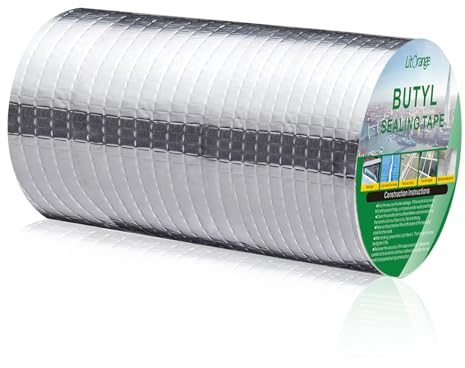 Litorange 8 Width x 16 ft Waterproof Patch Seal Butyl RV Rubber Roof Flashing Tape for Wall Pipe Chimney Roof Boat Repair Sealant Caulking Strong Adhesive
