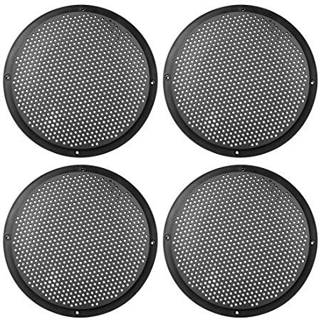 X AUTOHAUX 4pcs 8'' Car Plastic Audio Speaker Cover Mesh Grill Horn Guard Black