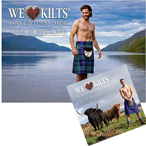 2025 We Love Men in Kilts Groß Wand und Klein Wandkalender Neuheit, Spaß, Geschenkset