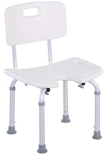 HOMCOM 8-Level Height Adjustable Bath Stool Spa Shower Chair Aluminum w/Non-Slip Feet, Handle for the Pregnant, Old, Injured