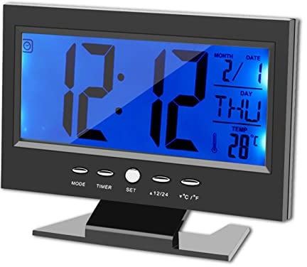 Agatige Digitaler Wecker, LED Uhr Batteriebetrieben Tischuhr, Mini Wecker mit Temperatur, Schwarz LCD-Display Wecker Nachttischuhr mit Kalender und Temp-Anzeige für Schlafzimmer Schreibtisch Reisen