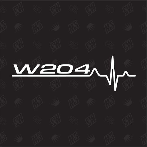 speedwerk-motorwear W204 Herzschlag - Sticker kompatibel mit Mercedes Benz, Schwarz, Vinyl, Herz, Freistehend, Auto