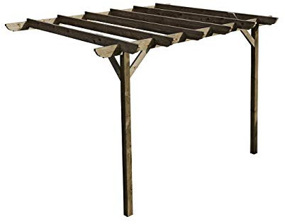 Arbor Garden Solutions Wooden Garden Lean-to Pergola Kit - Corbel Design Shade Canopy Gazebo (1.8m x 3.6m, Rustic Brown)