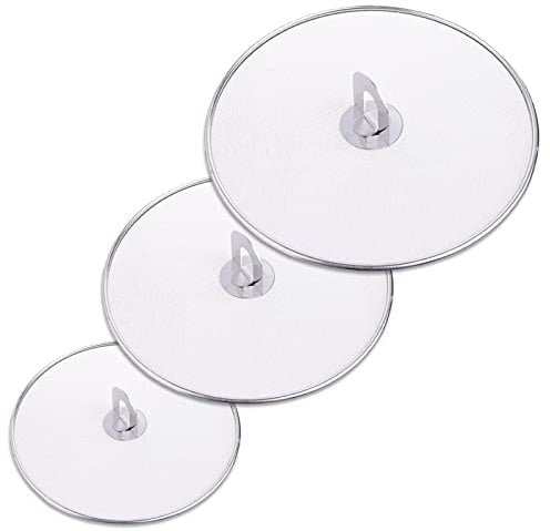 Paraspruzzi, 3 Pezzi di Paraspruzzi in Acciaio Inox con Maniglia da Cucina Pieghevole, Coperchio Paraspruzzi per Pentole Ø 25/29/33 cm