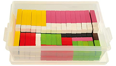 Wiemann Lehrmittel 130 Rechenstäbchen aus Holz, 2 Schülersätze in stapelbarer Box