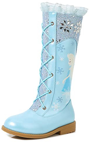 New front Stivaletti da Neve Invernali da Bambina Scarpe da Bambina Paillettes Antiscivolo Frozen Elsa Stivali Alti Fodera Calda Bambine e Ragazze Carino Stivali da Neve