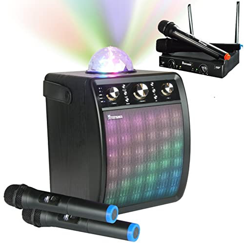 Portable Karaoke Machine & Speaker with Wireless Microphone & Disco Party Light. Mr Entertainer MoonboX (4 x Wireless Microphones)