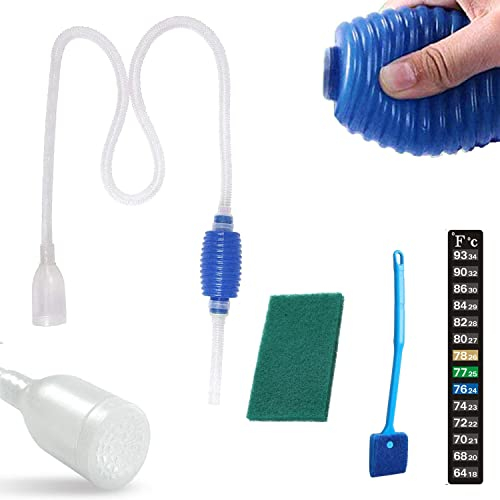 ZEACCT Aquarium Reiniger, Aquarium Wasserwechsel, Aquarium-Reinigung Sand Filter Fisch Tank Kiesfilter mit Thermometer, Glasreinigungsbürste, Schwamm