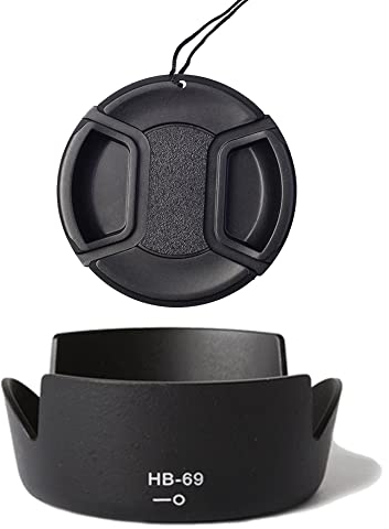 FANZR Parasol de lente HB-69 y 52mm Tapa de lente compatible con Nikon D5300 D5200 D3200 kit AF-S DX 18-55mm F/3.5-5.6G VR II, Black