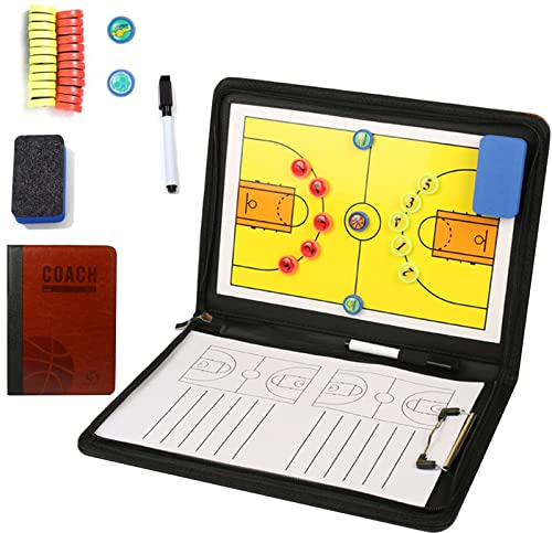 Holzsammlung Basketball Taktikbrett Coach Board, Magnetisches Strategy Coaching/Coaches Clipboard mit Radiergummi Marker Stift und Magneten,Taktikmappe Strategiebrett für die Schulung und Spielanalyse