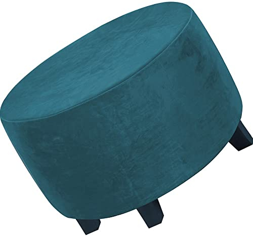 Runde Stretch-Ottomanenbezug, Mit Elastischer Unterseite Fußhocker-Überzug Fußhocker-Überzug, Luxuriöser Samt-Pouf-Überzug Für Wohnzimmer (Color : 1A, Size : 50-58CM)