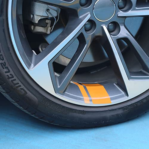 Minsezhi Auto Felgen Aufkleber Streifen,Hash Stripe Aufkleber Radnabe Aufkleber für 45,7cm-53,3cm Räder,12 Stück,Gelb, M0031-Yellow