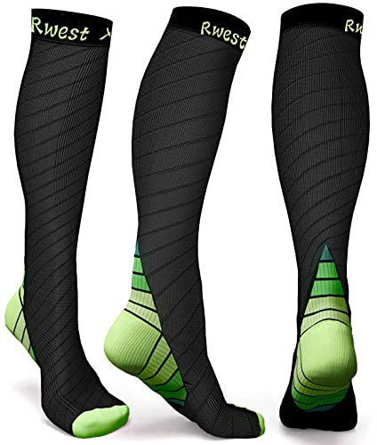 Rwest X Kompressionsstrümpfe Damen und Herren, Kompressionssocken Stützstrümpfe Compression Socks Laufstrümpfe Kompression für Sport,Laufen,Reisen,Radsport,Flug,One Paar