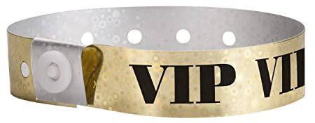 WristCo Holographische Armbänder aus VIP-Kunststoff, goldfarben, 500 Stück