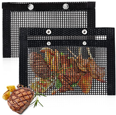 2 Pièces Sac De Maille De Gril RéUtilisable Sacs AntiadhéSifs Non-Stick BBQ Mesh Grill Bag Sac De Grillage De Barbecue Sacs De Cuisson En Maille Pour Grill Pour Barbecue De Cuisson De Pique-Nique