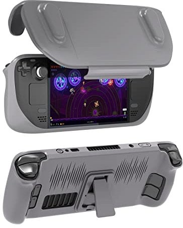 Vollschutzhülle für Steam-Deck, Konsolen-Schutzhülle mit Kickstand, Spielkonsolen-Zubehör (Grau)