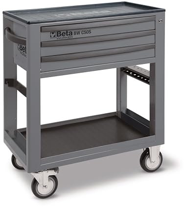 Beta - BW C50S-G Carrello porta attrezzi da lavoro BW C50S con 3 cassetti, portaflaconi laterale integrato, portagiravite laterale - vuoto - Grigio