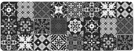 Alfombra de cocina interior rectangular de espuma estampada mosaico salou- gris - 45 X 120 Cm