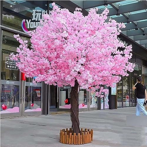 Arbre De Fleur De Cerisier Rose Artificiel, Grande Plante, Fleur De Soie Sakura Artificielle Faite à La Main, pour Mariage, Restaurant De Fête en Plein Air Intérieur,Round-1.5x1m