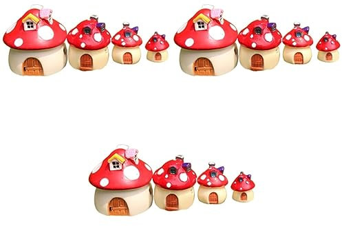 Happyyami 12 STK Mikro Harzpilzhaus Miniatur-pilzhaus- Miniatur-gartendekoration Mini-Pilze Miniatur Pilzdekor Aus Holz Pilzdorfhäuser Cupcake-verzierung Mini-feenhäuser Bonsai Zubehör