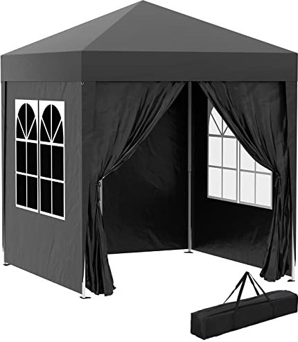 2m x 2m Black Pop Up Gazebo Party Tent Canopy Marquee with Storage Bag - Outdoor Shelter for Family Parties, Weddings, Picnics, and Camping Trips Home Garden Garden Structures & Shade Gazebos &
