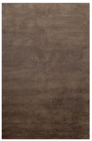 Homie Living Vielseitiger Kurzflor Wolle Teppich flexibel einsetzbar in Allen Räumen - Campino (200 x 300 cm, braun)