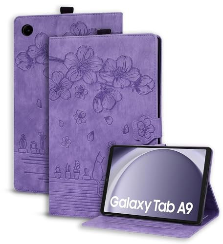 Succtopy Funda Samsung Galaxy Tab A9 8.7 Pulgadas 2023 SM-X110/X115 Ultra Slim PU Protectora Tableta Cover Galaxy Tab A9 2023 Carcasa con Función de Soporte Samsung Tab A9 8.7 Violeta