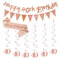 Happy 40th Birthday Decorations Kit For Women,Rose Gold Happy 40th Birthday Banner bunting,Triangle Flag Sash Hanging Swirls Streamers,For Women Birthday Party Supplies (40th)