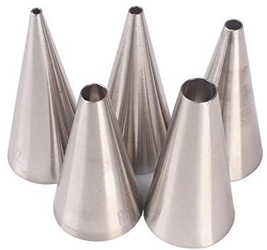 SteelPastry Nozzles Piping Nozzle 5 Pcs Round Stainless Steel Piping Tips Pastry Nozzles Writing Cake Decorating Tools Cream Pastry Tip Nozzle Set Cake Decorating Tips