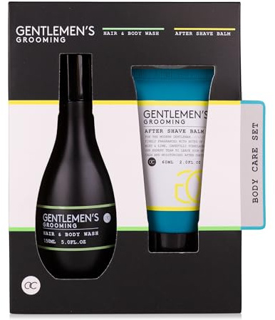 Accentra Geschenkset für Männer GENTLEMEN'S GROOMING, inkl. 150ml Shampoo & Duschgel, 60ml After Shave Balm, Duft: Cool Mint & Lime - schwarz/weiß/mint