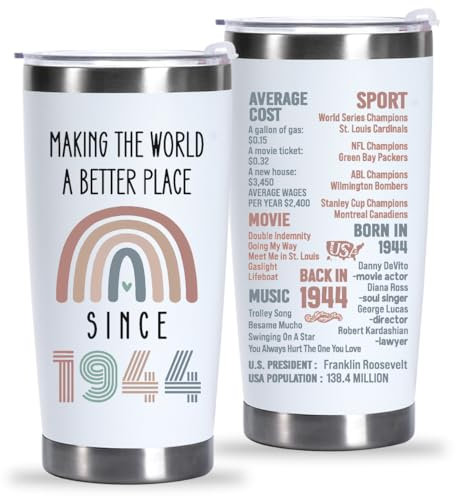 tGifGLonyi Geschenk zum 80. Geburtstag für Frauen und Männer seit 1944, 80 Geburtstagsgeschenke für sie, ihn, 80 Geburtstagsgeschenke für Freunde, Mutter, Vater, Ehefrau, Tante, Oma, Schwester, 80.