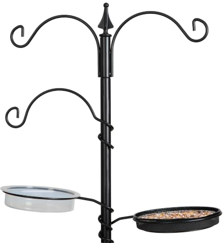 Backyard Expressions Bird Feeding Station Kit - 75 Bird Feeder Pole with 5 Prong Base and Stand for Outdoors - Black