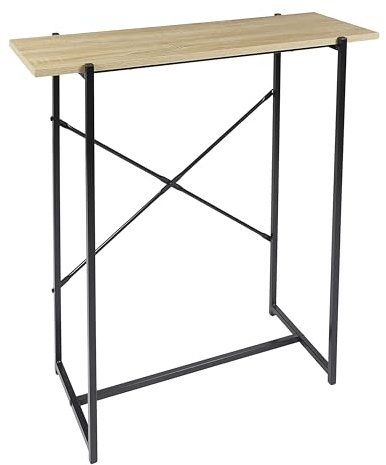 HOME DECO FACTORY Badematte rutschfest Memory-Schaum Grau | Konsolentisch Loka aus Holz und Metall, Industriestil, für Wohnzimmer oder Eingangsbereich, 80x30x82cm, braun und schwarz