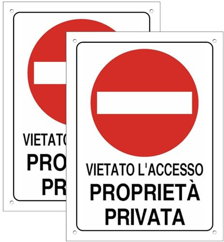 Cartello Area PROPRIETA PRIVATÀ 2 Pezzi - 20x30cm - PVC Ultra Resistente - Fori preforati - Impermeabili, Resistenti al Sole, non Facilmente Deformabili (Segnaletico-D)