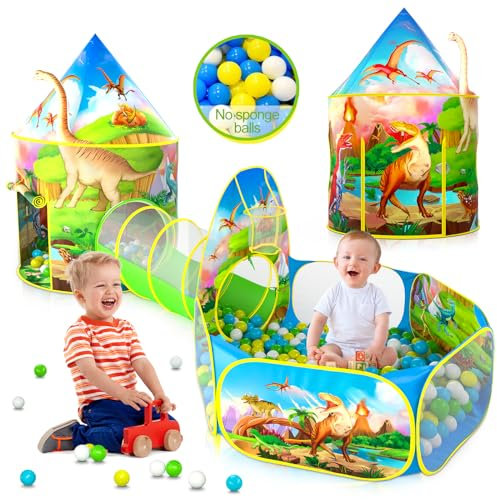 Tente Enfants - Tente de Jeu+Tunnel Enfant+Piscine à balles Pliable 3-en-1 - Grande Aire de Jeux de Jardin pour garçons Filles Bebe - Pop Up Enfant Intérieur Extérieur