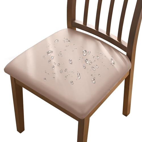 Alishomtll PU Stuhlbezug 4er/6er Set Stretch Leder Sitzbezüge Wasserdicht Sitzflächenbezug Abnehmbar Waschbar Esszimmerstuhl Hussen für Esszimmer Küche Hochzeit Garten Büro (Khaki, 6 Stück)