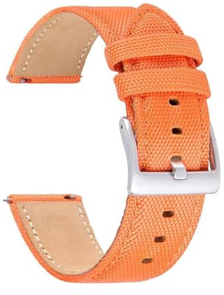 ROWCES Uhrenarmband 20mm 22mm Nylon + Leder Uhrenarmband Herren Damen Wasserdichtes Sportuhrenarmband, Orange, 20mm