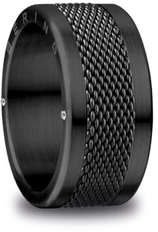 BERING Unisex Ring in schwarz - Arctic Symphony Collection aus Edelstahl - Arve 13