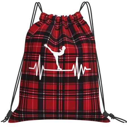 Sportrucksack Herzschlag-Eiskunstlauf-Eiskunstläufer Rucksack Mit Kordelzug Personalisiert Turnbeutel Mit Kordelzug Gemustert Klapprucksack 36X42Cm Für Mädchen, Schwimmen, Jungen