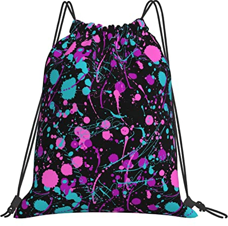 Turnbeutel 80Er Jahre Gymsack Wasserdicht Tunnelzug Gymsack Verstellbar Kordelzugbeutel Für Holidays Schwimmen Schule 36x42cm