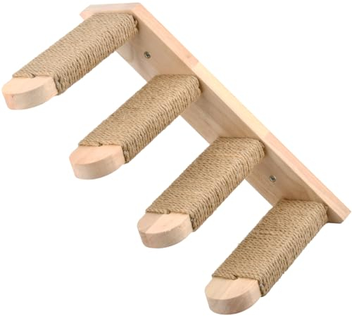 YOPEUC Estantes de Escalada para Gatos Escalera para Gatos, Hecho de Madera de Caucho, Escalera de Gato con Rascador de Yute para Gatos, Escalera de Madera Cuerda Sisal para Trepadores