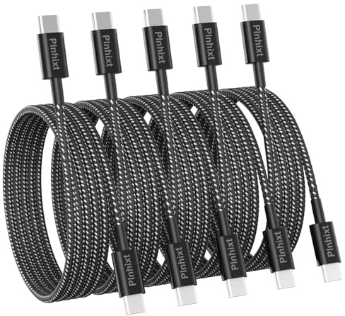 USB C to USB C Cable, 5Pack 6FT 60W(3.1A) Nylon Braided USB C Charger Cable for for iPhone 17/ iPhone 16/16 Plus/16 Pro Max/15/15 Plus/15 Pro Max, MacBook Pro, iPad Pro Air,Samsung S24/S24 Ultra/S23