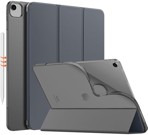 MoKo Hülle für iPad Air 13 Zoll M3 2025/M2 2024, iPad Air 13 Zoll mit weicher, transparenter, gefrosteter TPU Rückseite, Slim Smart Folio Schutzhülle, Auto Schlaf/Aufwach, Space Grau