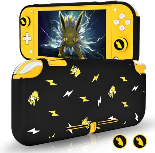 DLseego Coque Compatible avec Switch Lite, Housse de Protection pour Switch Lite et Souple Coque Switch Lite Anti-Scratch Absorption des Chocs avec 2 Capuchon pour Poignée de Pouce en Silicone,Noir