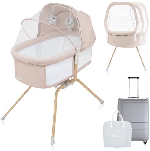 lionelo Malin Evo lit bébé 3 en 1 avec Fonction de Berceau, lit Parapluie bébé avec Matelas, de 0 à 9kg, auvent, moustiquaire, Pliable, réglage de l'inclinaison, Sac de Voyage, lit bébé Pliant léger