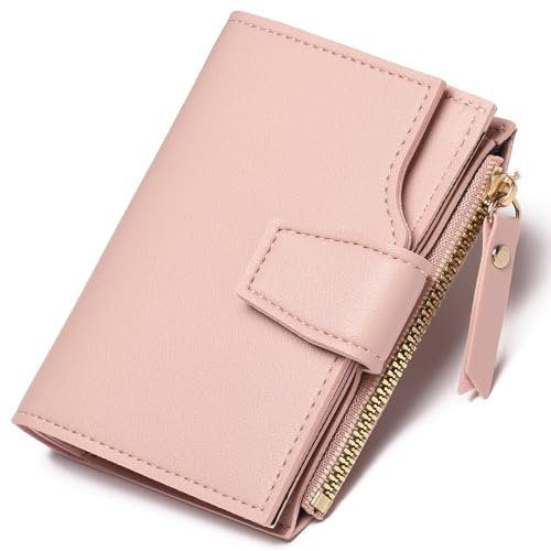 FALAN MULE Geldbörse Damen Klein mit RFID Schutz, Mini Kurzer Geldbeutel Damen PU Leder Portemonnaie für Frauen mit Münzfach Brieftasche Kartenfäche, Kleiner Portmonee mit Reißverschlusstasche