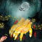 Halloween Deko Animiert Skelett Hand, Halloween Animatronic Kriechende Skelett Hand mit LED Licht, Leuchtende Kriechende Skelett Hand Sprachgesteuerte für Halloween Dekoration, Party Deko (A)